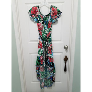 Flying Tomato Sz S Classy Boho Green Floral High Low Maxi Dress NEW without TAG